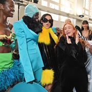 paris, france march 02 harris reed c poses with models backstage at the nina ricci womenswear fall winter 2023 2024 show as part of paris fashion week on march 3, 2023 in paris, france photo by dave benettgetty images