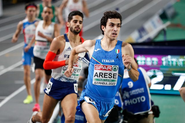 istanbul, turkey march 03 pietro arese of italy competes in 1500m men final race during the european athletics indoor championships day 1 on march 3, 2023 in istanbul, turkey photo by nikola krsticmb mediagetty images