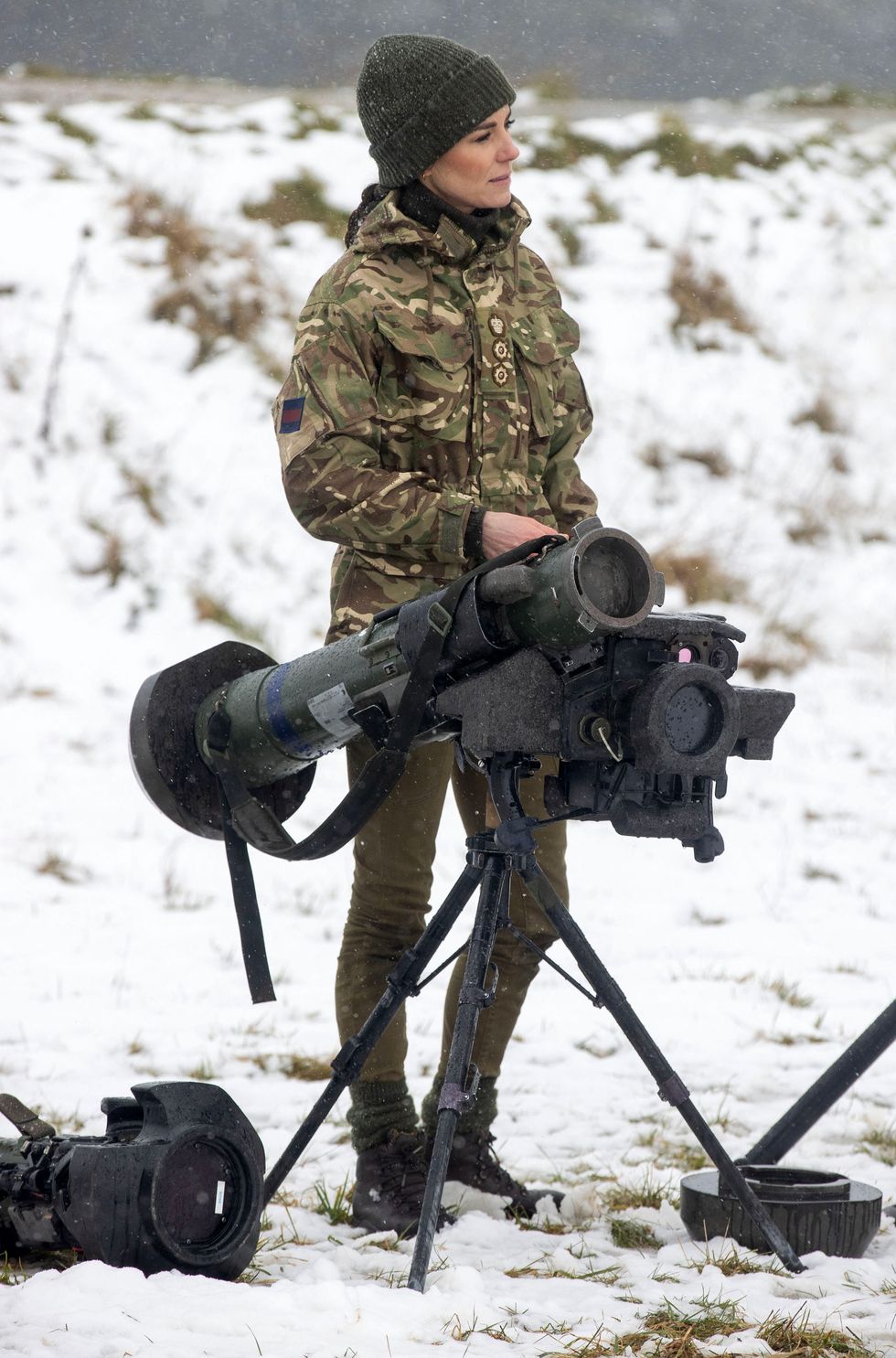 britains catherine, princess of wales reacts as she is shown equipment used by members of the 1st battalion irish guards during her visit to the salisbury plain training area, near salisbury, southern england, on march 8, 2023 photo by steve reigate pool afp photo by steve reigatepoolafp via getty images