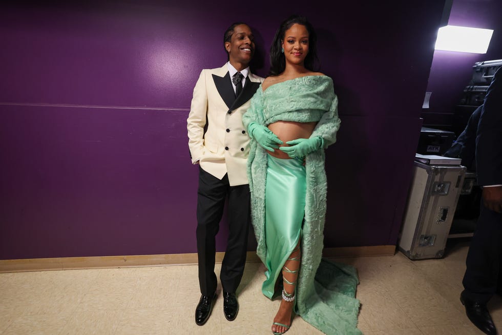 hollywood, ca march 12 asap rocky and rihanna backstage at the 95th academy awards at the dolby theatre on march 12, 2023 in hollywood, california robert gauthier  los angeles times