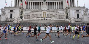 rome, italy, march 19 participants are seen at the fori imperiali street as they prepare for the start of the 28th edition of the romes marathon, italy, on march 19, 2023 photo by baris seckinanadolu agency via getty images