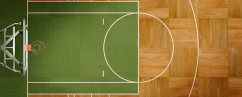 aerial view of basketball court