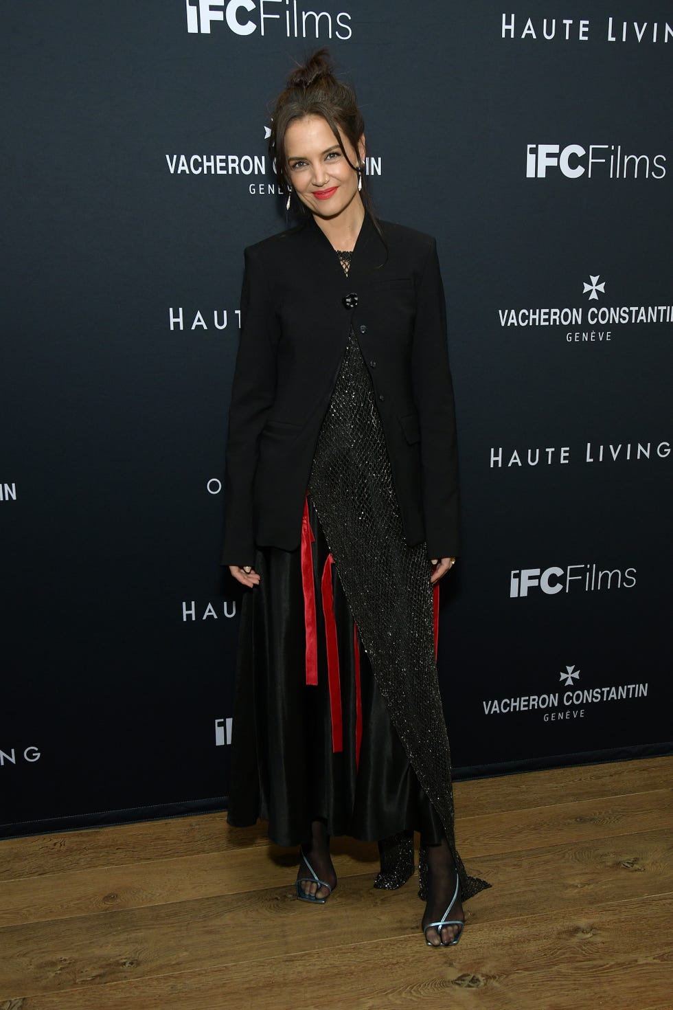 katie holmes at the haute living screening of "rare objects" held at the crosby street hotel on april 10, 2023 in new york city photo by kristina bumphreyvariety via getty images