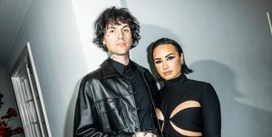 jordan lutes and demi lovato at the intimate dinner held by eli mizrahi of mocircnot on april 23, 2023 in los angeles, california photo by roger kisbywwd via getty images