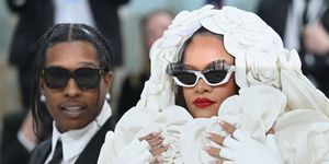 barbadian singer rihanna and her partner asap rocky arrive for the 2023 met gala at the metropolitan museum of art on may 1, 2023, in new york the gala raises money for the metropolitan museum of arts costume institute the galas 2023 theme is karl lagerfeld a line of beauty photo by angela weiss afp photo by angela weissafp via getty images