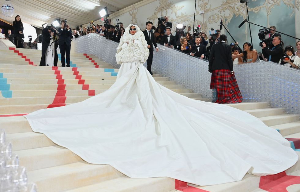 barbadian singer rihanna arrives for the 2023 met gala at the metropolitan museum of art on may 1, 2023, in new york the gala raises money for the metropolitan museum of arts costume institute the galas 2023 theme is karl lagerfeld a line of beauty photo by angela weiss afp photo by angela weissafp via getty images
