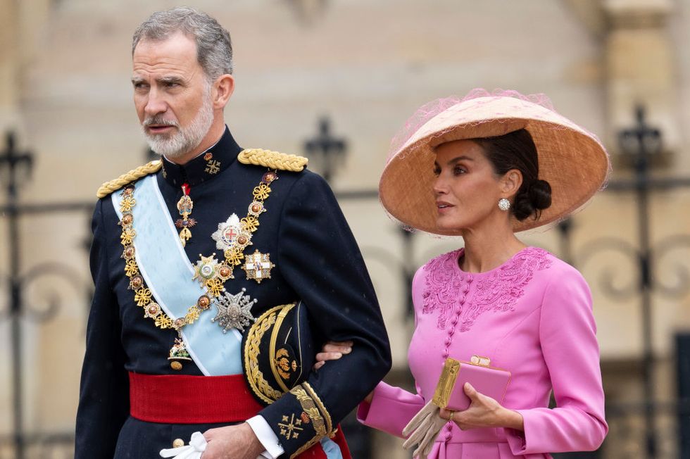 london, england may 6 king felipe of spain and queen letizia of spain at westminster abbey during the coronation of king charles iii and queen camilla on may 6, 2023 in london, england the coronation of charles iii and his wife, camilla, as king and queen of the united kingdom of great britain and northern ireland, and the other commonwealth realms takes place at westminster abbey today charles acceded to the throne on 8 september 2022, upon the death of his mother, elizabeth ii photo by mark cuthbertuk press via getty images