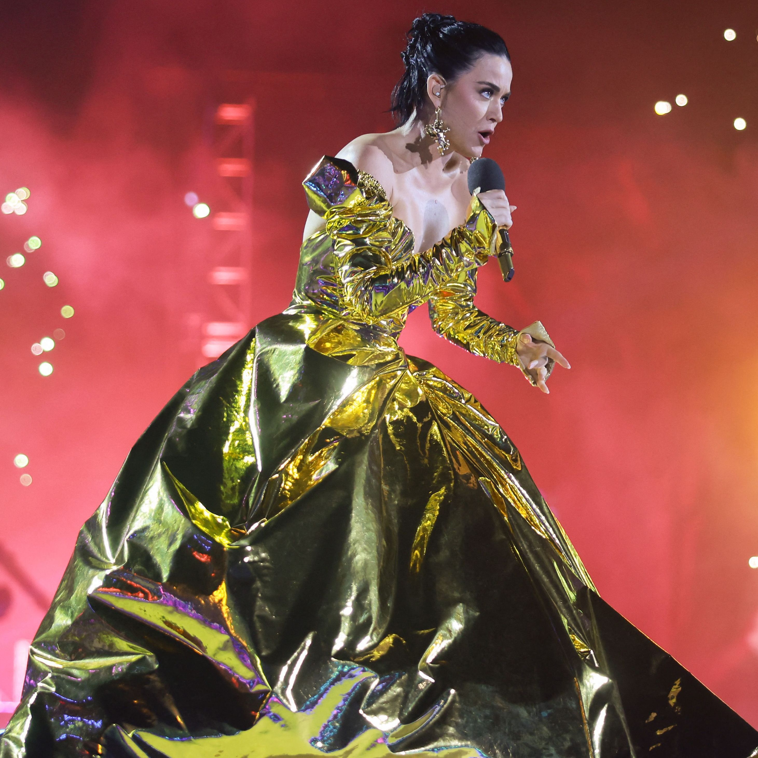 Katy Perry Showed Up for the Coronation Concert in a Metallic Gold Ball Gown–Watch Her Full Performance!