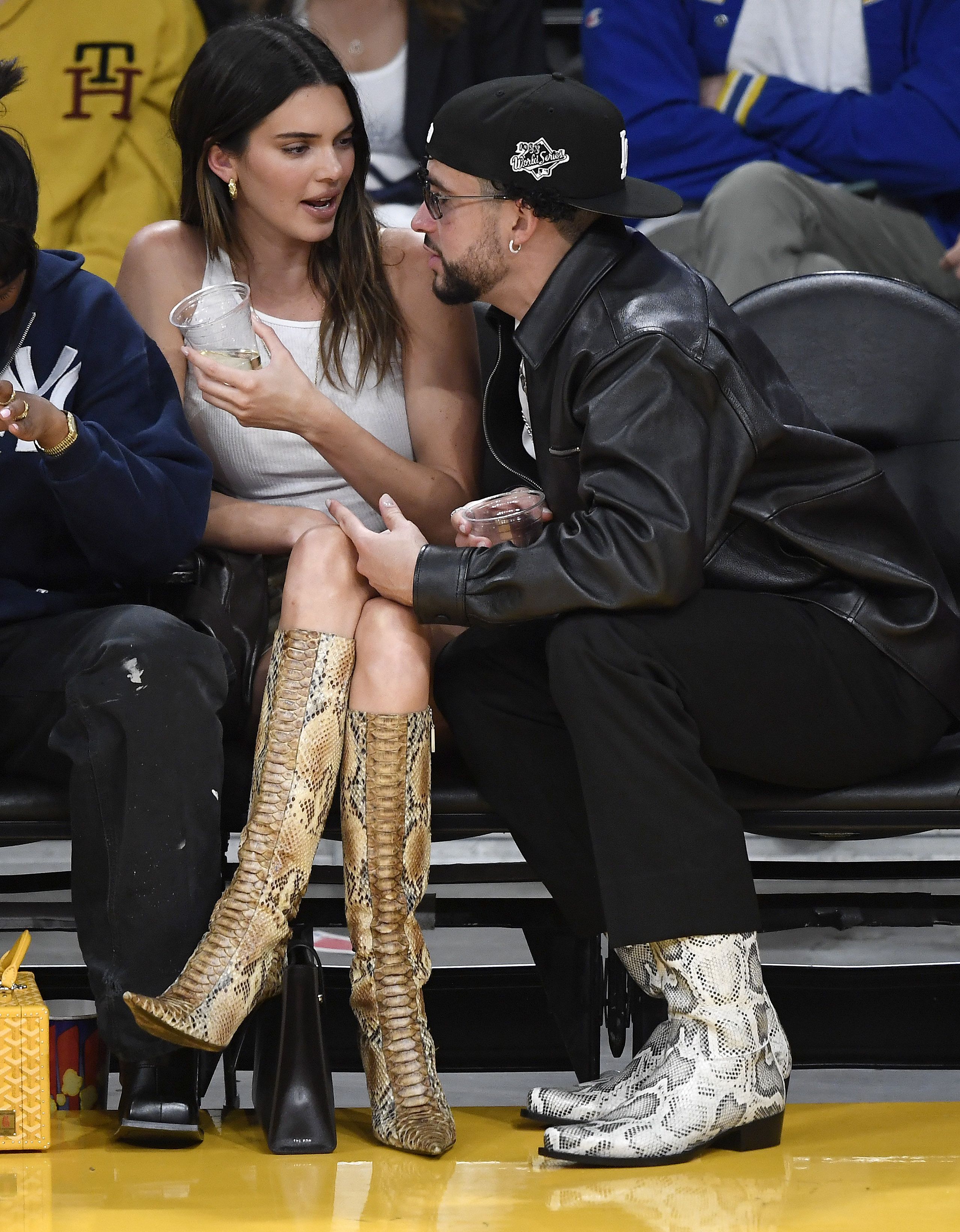 Kendall Jenner and boyfriend Bad Bunny sit courtside at Lakers