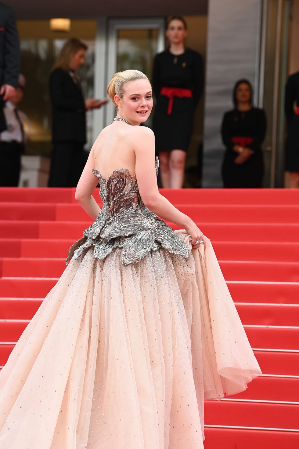 Elle Fanning Wears Blue Dress and Princess Gown at Cannes Film Festival