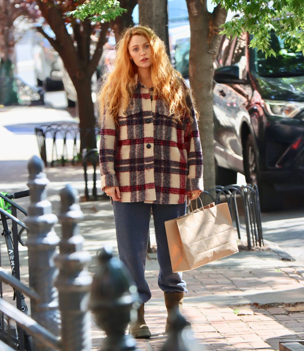 Blake Lively Wore a Shacket With Nothing But a Bra Underneath