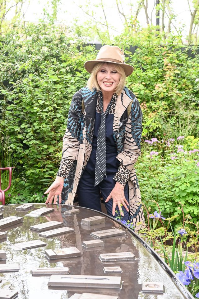 london, england may 22 joanna lumley poses in horatios garden designed by charlotte harris and hugo bugg at the rhs chelsea flower show 2023 on may 22, 2023 in london, england photo by dave benettgetty images for horatios garden