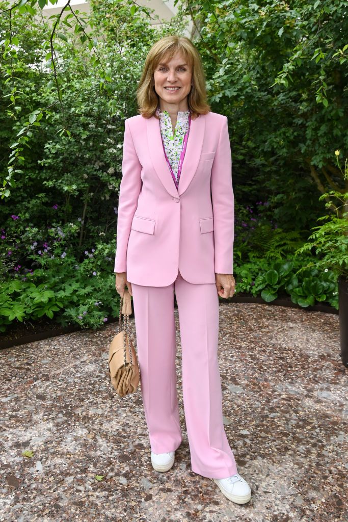 Fiona Bruce looks chic in a pink suit at the Chelsea Flower Show