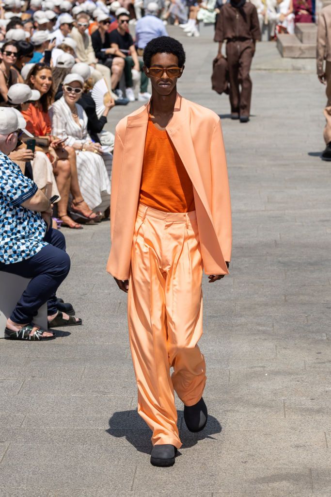 milan, italy june 19 a model walks the runway at the zegna springsummer 2024 fashion show during the milan fashion week menswear springsummer 2024 on june 19, 2023 in milan, italy photo by victor boykogetty images