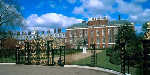 The ornate entrance to Kensington Palace, London. Kensington Palace has been a royal home for over 300 years and parts of the palace remain a private residence for members of the Royal Family today. The magnificent State Apartments and the Royal Ceremonial