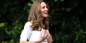 sheffield, england   august 04 catherine, duchess of cambridge talks to ceo baby basics uk cat ross, founder of abernecessities danielle flecher horn and ceo little village sophia parker during a visit to baby basic uk  baby basics sheffield on august 04, 2020 in sheffield, england baby basics is a volunteer project supporting families in need struggling to provide for their newborns photo by chris jackson   wpa poolgetty images