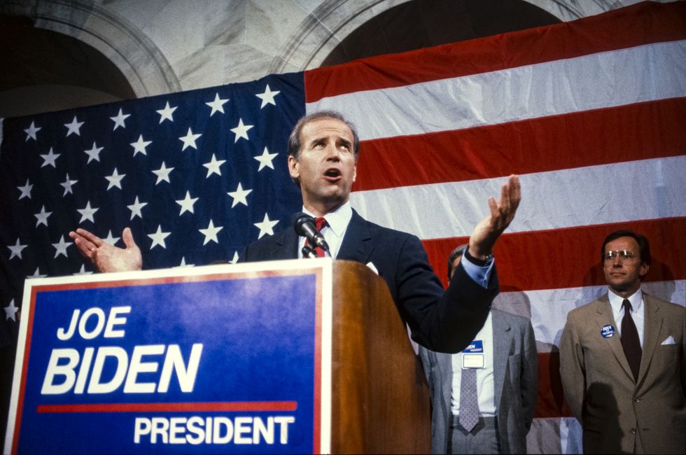 Joe Biden announces his intention to run for the Democratic presidential nomination in Washington, D.C, on June 9, 1987.