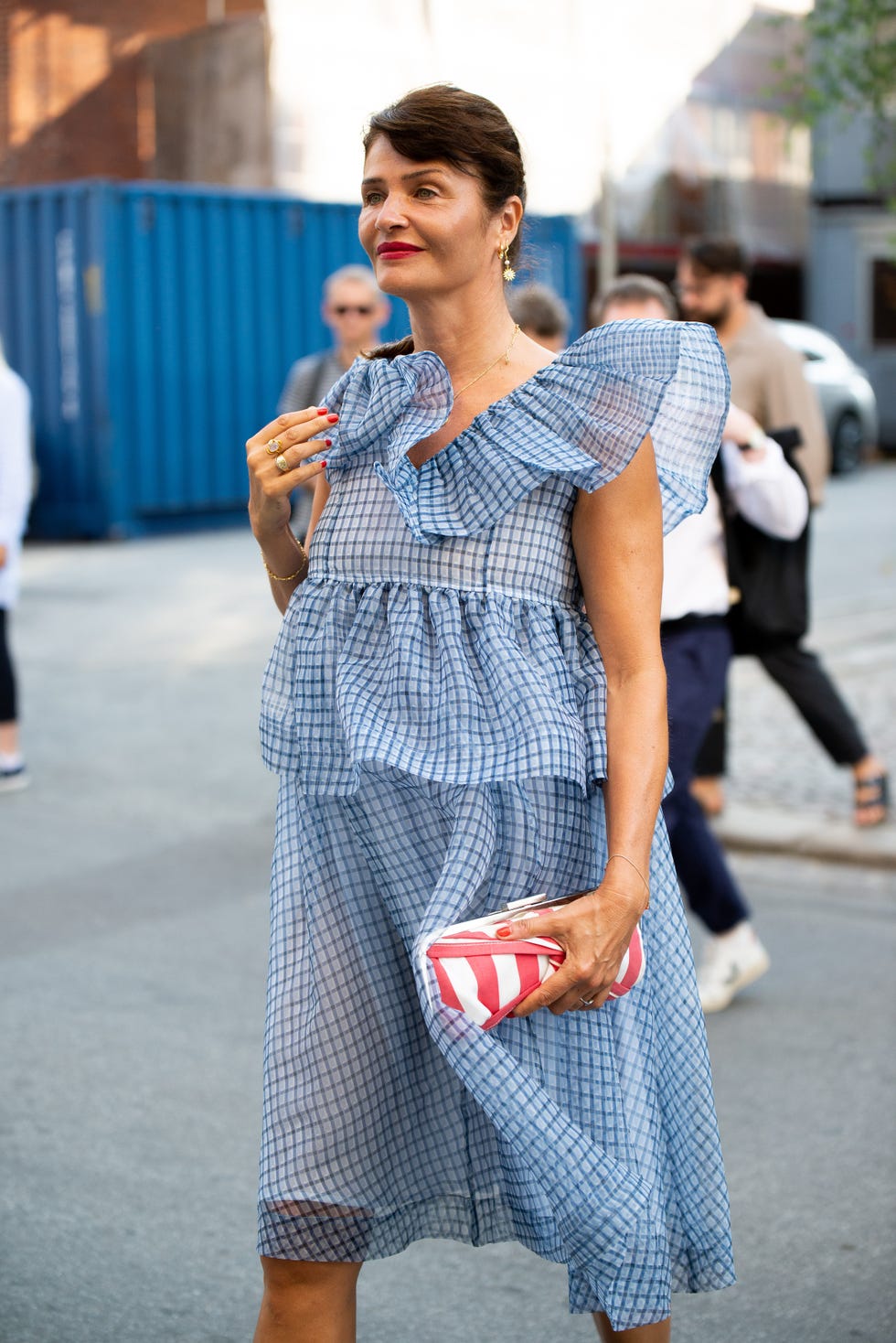 helena christensen abito azzurro