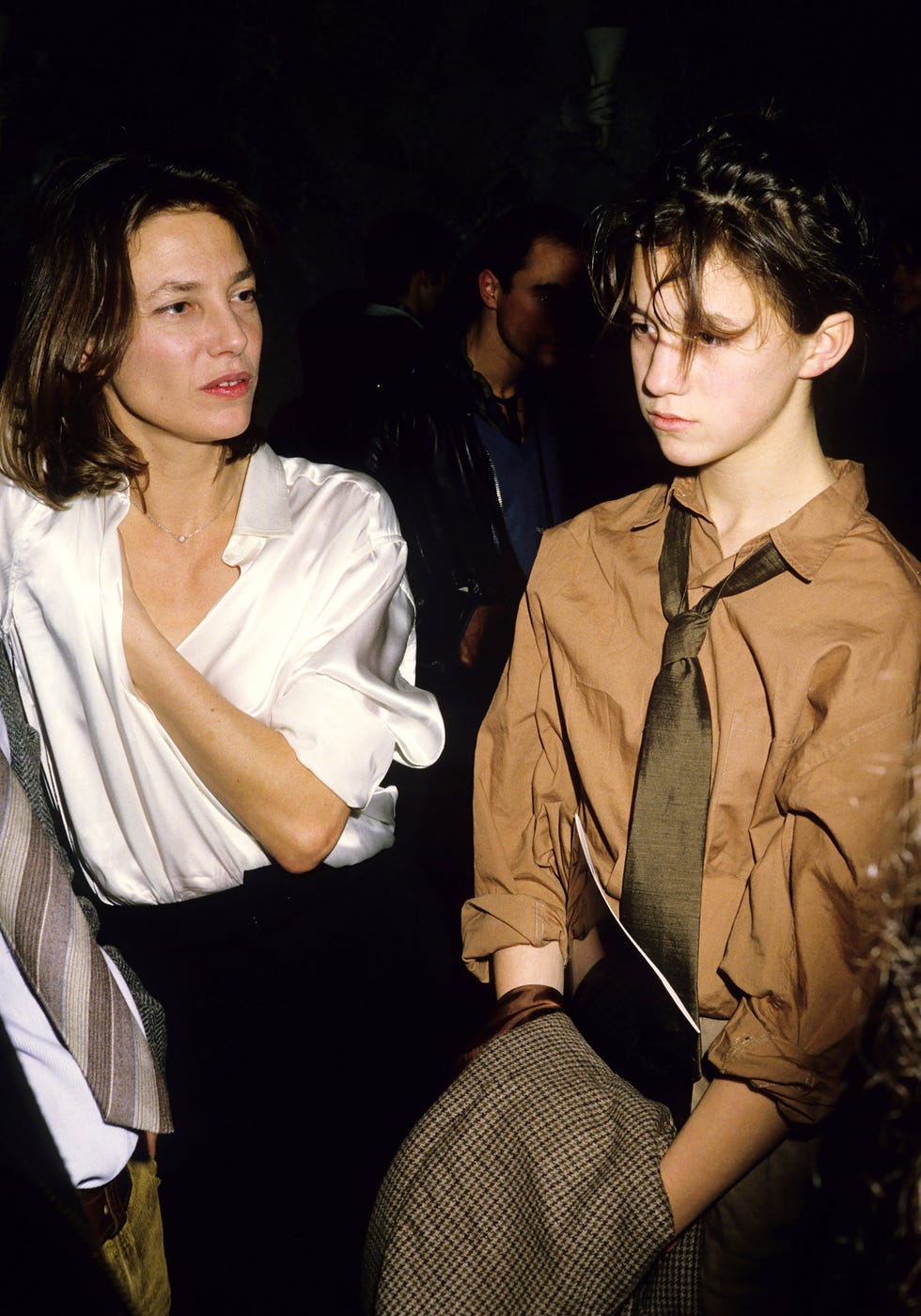 paris, france   october 15 jane birkin and charlotte gainsbourg attend a kate barry fashion show at club le palace during paris fashion week in the 1990s in paris, france photo by foc kanwireimage