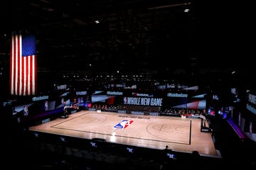 lake buena vista, florida   august 26 an empty court and bench is shown following the scheduled start time in game five of the eastern conference first round between the milwaukee bucks and the orlando magic during the 2020 nba playoffs at adventhealth arena at espn wide world of sports complex on august 26, 2020 in lake buena vista, florida the milwaukee buck have boycotted game 5 reportedly to protest the shooting of jacob blake in kenosha, wisconsin note to user user expressly acknowledges and agrees that, by downloading and or using this photograph, user is consenting to the terms and conditions of the getty images license agreement photo by kevin c coxgetty images