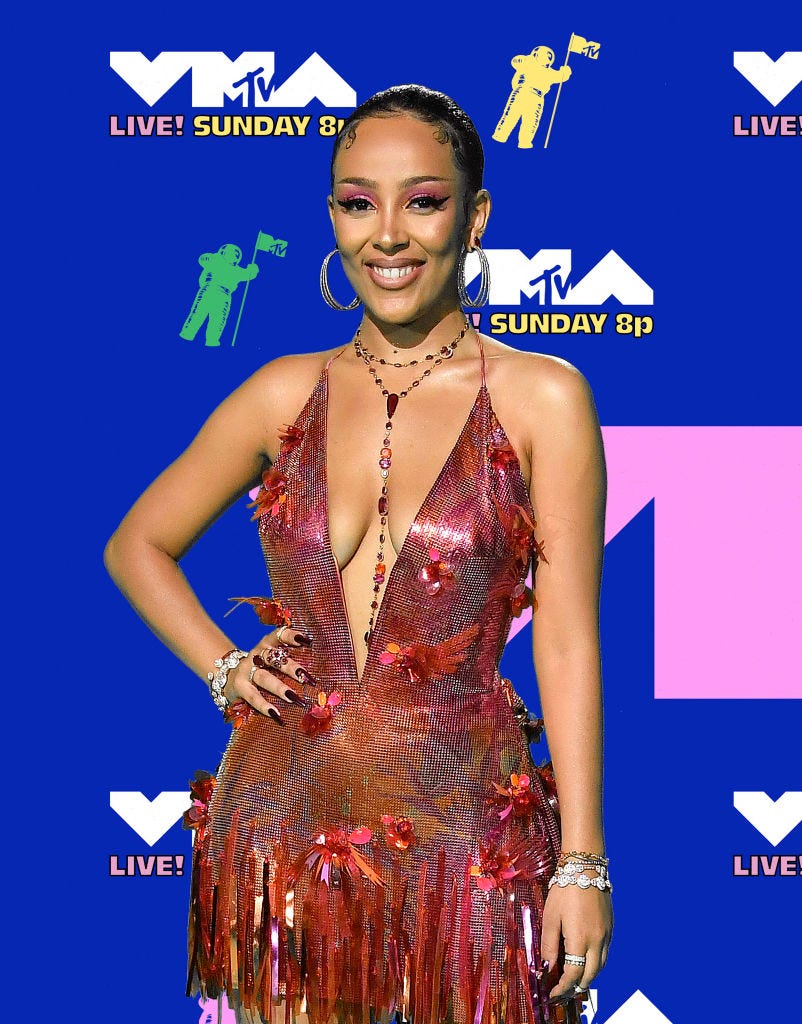 unspecified   august 30 editors note image has been digitally enhanced doja cat attends the 2020 mtv video music awards, broadcast on sunday, august 30, 2020 in new york city photo by frazer harrisongetty images for rca