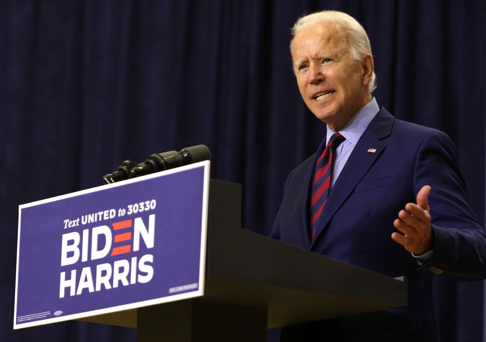 wilmington, delaware   september 04 democratic presidential nominee joe biden speaks during a campaign event september 4, 2020 in wilmington, delaware biden spoke on the economy that has been worsened by the covid 19 pandemic  photo by alex wonggetty images