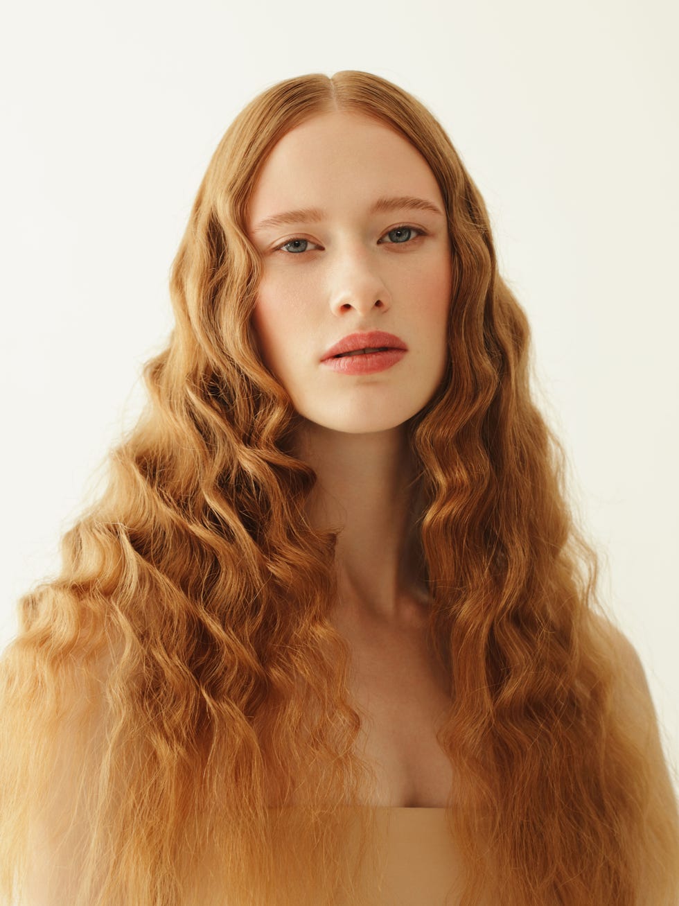 woman with long wavy hair