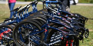 la charente maritime, france   september 07 pinarello bikes of team ineos grenadiers   detail view  during the 107th tour de france 2020   stage 10, training team ineos grenadiers on la charente maritime  tdf2020  letour  rest day 1  on september 07, 2020 in la charente maritime, france photo by tim de waelegetty images