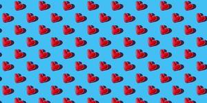 seamless pattern of red hearts on a blue background the background of valentines day handmade work