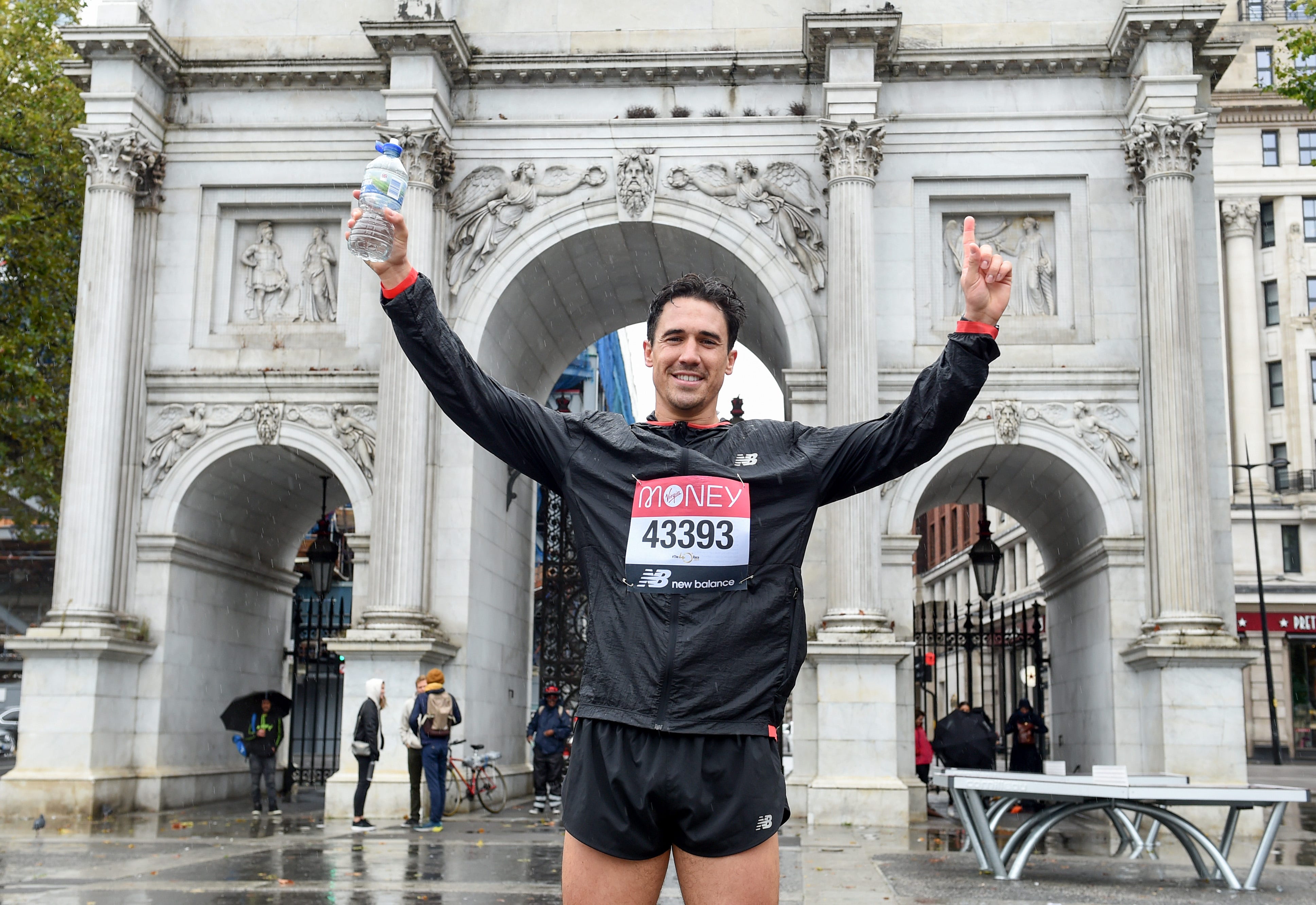 london, england october 04: reality tv star, joshua patterson, teams up with buxton mineral water to run a unique 26.2 mile london marathon route spelling out the words rise up on strava, to send the nation an inspiring message of support, on october 04, 2020 in london, england. (photo by stuart c. wilson/getty images)