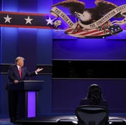 Donald Trump And Joe Biden Participate In Final Debate Before Presidential Election nashville, tennessee october 22 us president donald trump and democratic presidential nominee joe biden participate in the final presidential debate at belmont university on october 22, 2020 in nashville, tennessee this is the last debate between the two candidates before the election on november 3 photo by chip somodevillagetty images