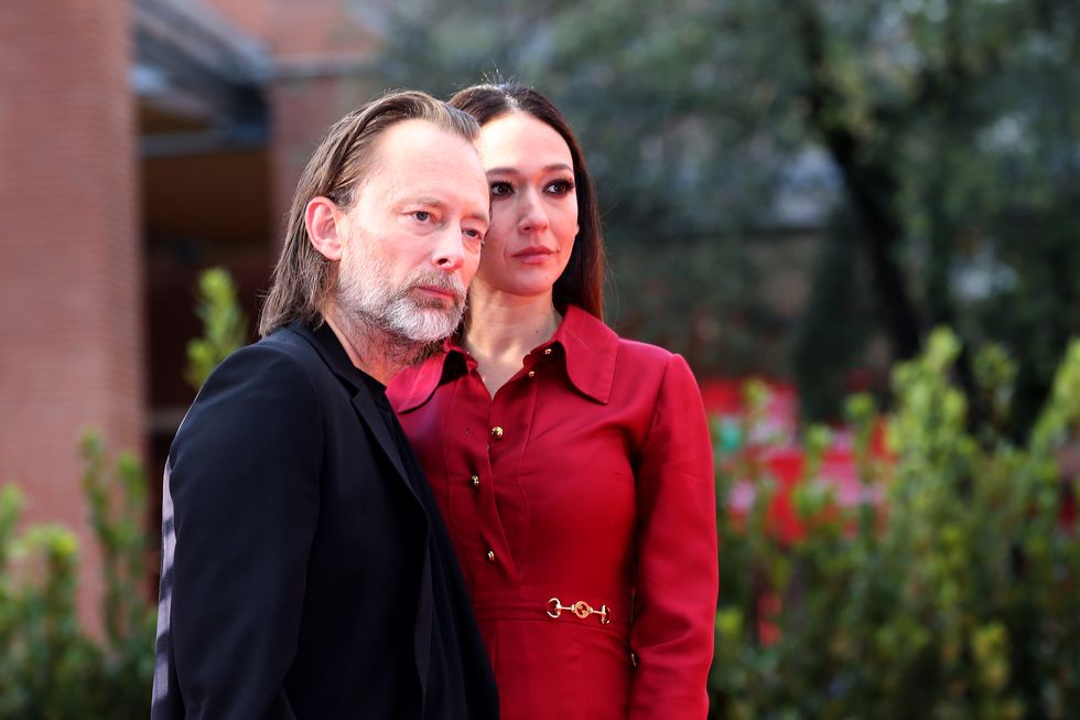 rome, italy   october 24 vocalist and songwriter of the rock band radiohead thom yorke and dajana roncione walk the red carpet during the 15th rome film festival on october 24, 2020 in rome, italy photo by franco origliagetty images