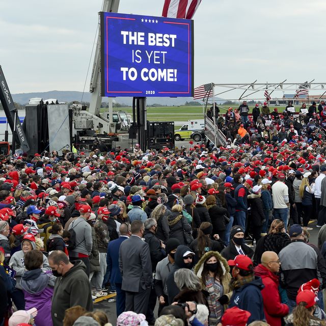 bern twp, pa   october 31 supporters of president donald j trump  listen to trump speak during the rally at the reading regional airport in bern township, pa saturday afternoon october 31, 2020 where united states president donald j trump spoke during a campaign rally for his bid for reelection photo by ben hastymedianews groupreading eagle via getty images