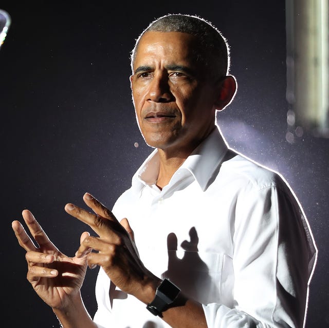 miami, florida   november 02 former president barack obama speaks in support of democratic presidential nominee joe biden during a drive in rally at the florida international university on november 02, 2020 in miami, florida mr obama is campaigning for his former vice president before the nov 3rd election photo by joe raedlegetty images