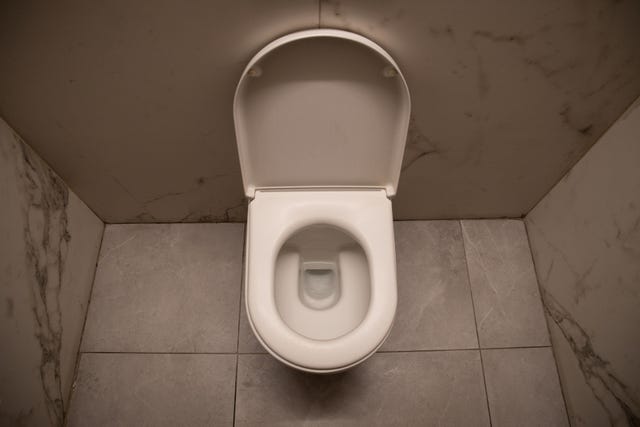 empty white toilet bowl with the lid open in a bathroom hygiene concept