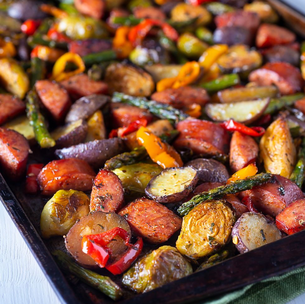 sheet pan of roasted vegetables