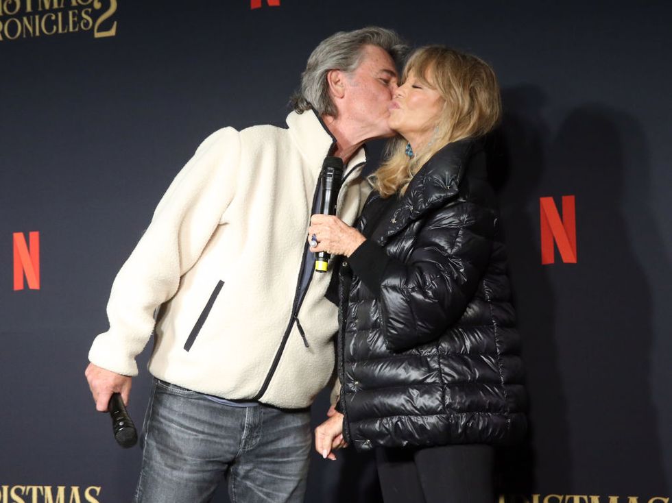 los angeles, california   november 19  kurt russell l and goldie hawn attend netflixs the christmas chronicles part two drive in event at the grove on november 19, 2020 in los angeles, california photo by jesse grantgetty images for netflix