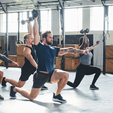 shot of a group of young athletes in an exercise class at the gym