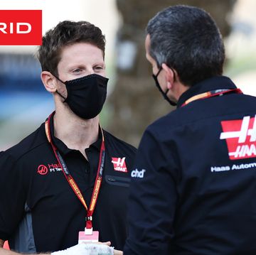bahrain, bahrain   december 05 haas f1 team principal guenther steiner and romain grosjean of france and haas f1 talk in the paddock before final practice ahead of the f1 grand prix of sakhir at bahrain international circuit on december 05, 2020 in bahrain, bahrain photo by peter foxgetty images