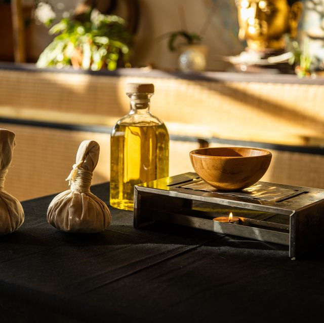 view of the table with the ayurveda treatments