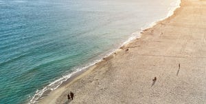 seascape aerial shot of a beach of poetto in caglairi   sardinia   italy