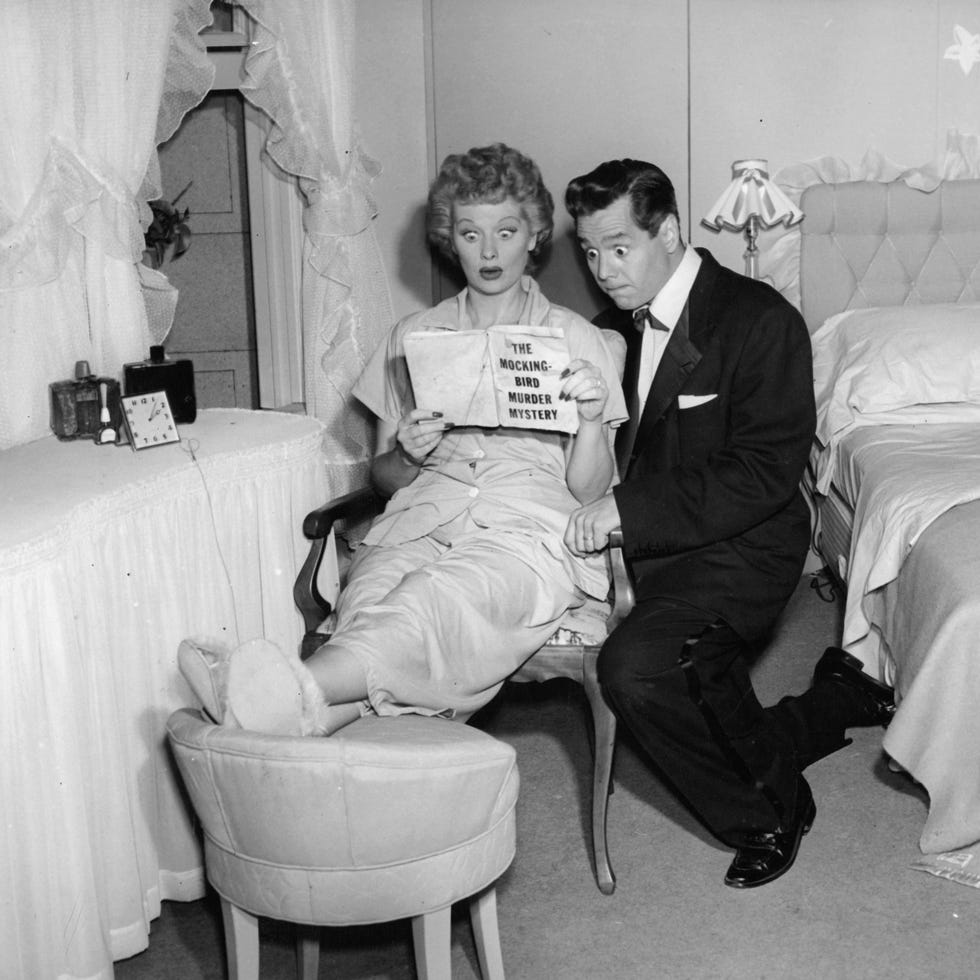 lucille ball and desi arnaz in pilot episode of television series i love lucy, 1951 photo by cbsgetty images