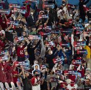 tampa, florida   february 07 fans and fan cardboard cutouts are seen during the pepsi super bowl lv between the tampa bay buccaneers and the kansas city chiefs at raymond james stadium on february 7, 2021 in tampa, florida photo by qi hengvcg via getty images