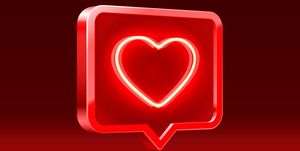 heart neon like icon, sign follower 3d banner, love post social media vector illustration