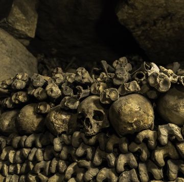 de schedels en botten in de catacomben van parijs