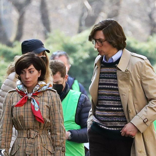 milan, italy   march 10 adam driver and lady gaga are seen filming house of gucci on march 10, 2021 in milan, italy photo by vittorio zunino celottogetty images