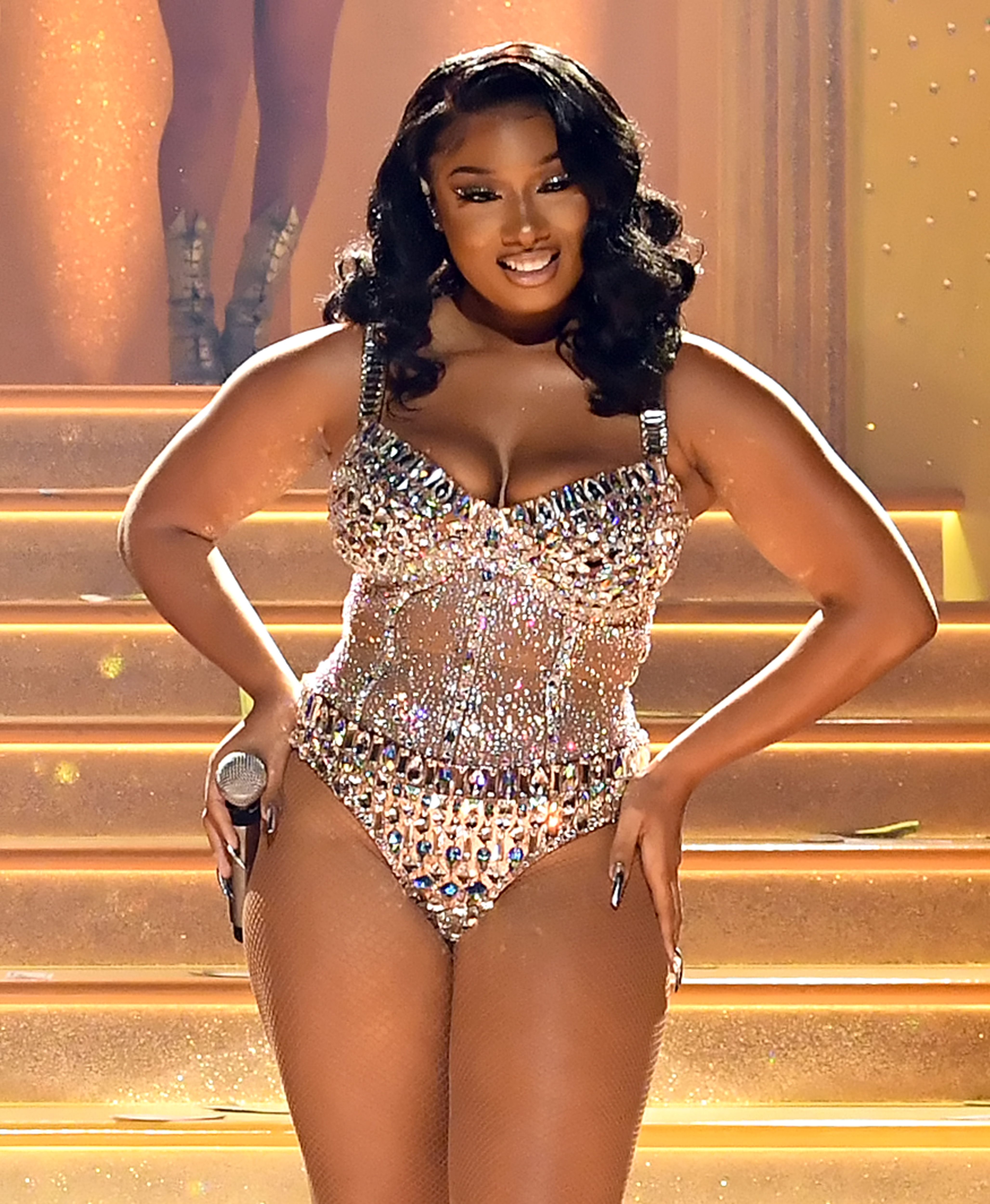 Megan Thee Stallion Wore A Metallic Thong At the 2021 Grammys