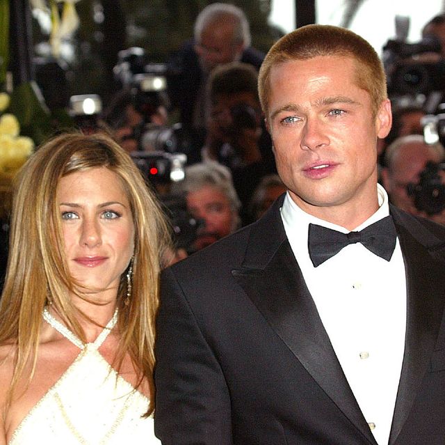 jennifer aniston and brad pitt during 2004 cannes film festival   troy premiere at palais du festival in cannes, france photo by toni anne barson archivewireimage