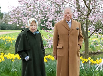 windsor, england   march 23  editorial use only the photographs shall not be used after 1st may 2021, without prior permission from royal communications after that date the image is to be removed from archive and no further licensing can be made there shall be no commercial use whatsoever of the photograph including any use in merchandising, advertising or any other non editorial use the photograph must not be digitally enhanced, manipulated or modified in any manner or form and must include all of the individuals in the photograph when published in this handout image released on april 2, 2021, queen elizabeth ii and prince charles, prince of wales pose for a portrait in the garden of frogmore house, on march 23, 2021 in windsor, england photo by chris jacksongetty images