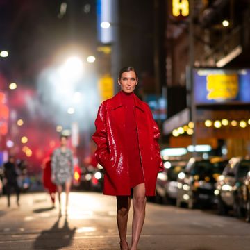 new york, new york   april 08 bella hadid walks the runway during at the michael kors fashion show at the booth theater in midtown on april 08, 2021 in new york city photo by gothamgc images